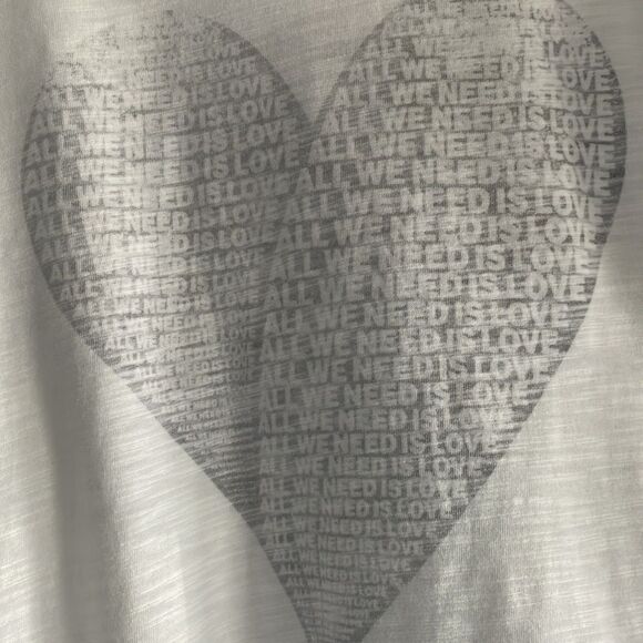Chrldr Women’s White Long Sleeve ‘All I Need is Love’ Heart Shirt - Picture 3 of 7